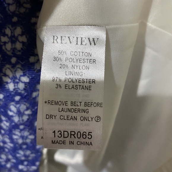 Review 8 Dress Blue White Lace Flowers Fit & Flare Sweetheart Neck Belt - Picture 7 of 7